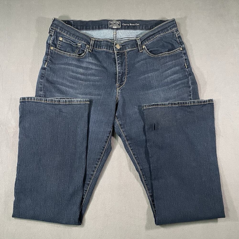 Signature by Levi Strauss & Co Curvy Boot Cut Jeans Blue Mid Rise Women's 35x34